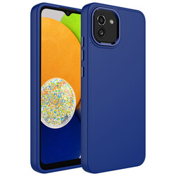 Galaxy A03 Case Metal Frame and Button Design Silicone Zore Luna Cover Navy blue