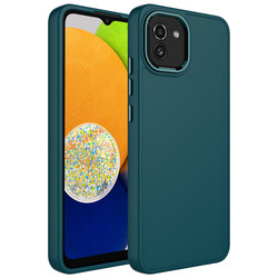 Galaxy A03 Case Metal Frame and Button Design Silicone Zore Luna Cover Dark Green