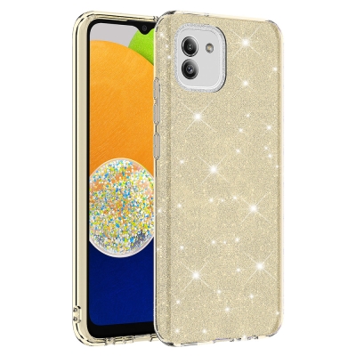 Galaxy A03 Case Zore Shining Silicone Gold