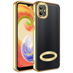 Galaxy A03 Kılıf Kamera Korumalı Logo Gösteren Zore Omega Kapak Gold