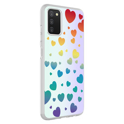 Galaxy A03S Case Zore M-Blue Patterned Cover Heart No3