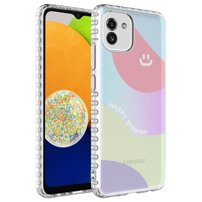 Galaxy A04 Case Airbag Edge Colorful Patterned Silicone Zore Elegans Cover NO7