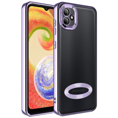 Galaxy A04 Case Camera Protected Zore Omega Cover with Showing Logo Lila