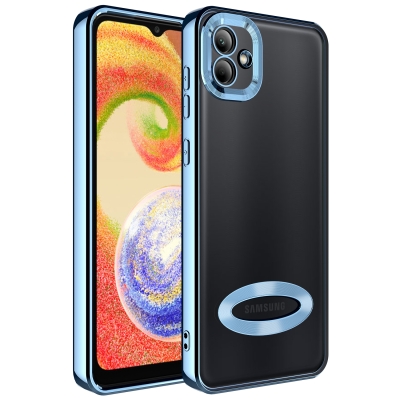 Galaxy A04 Case Camera Protected Zore Omega Cover with Showing Logo Sierra Mavi