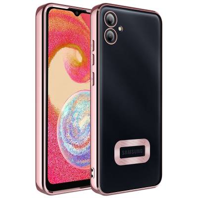 Galaxy A04E Case Camera Protected Zore Omega Cover Showing Logo Rose Gold