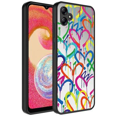 Galaxy A04E Case Mirror Patterned Camera Protected Glossy Zore Mirror Cover Kalp