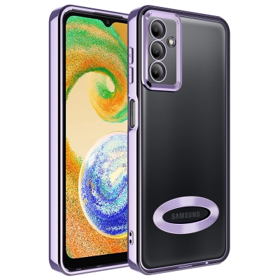 Galaxy A04S Case Camera Protected Zore Omega Cover with Showing Logo Lila