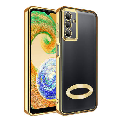 Galaxy A05S Case Camera Protection Zore Omega Cover Showing Logo Gold