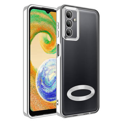 Galaxy A05S Case Camera Protection Zore Omega Cover Showing Logo Silver