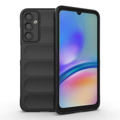 Galaxy A05S Case Flexible TPU Hollow Back Surface Design Zore Etnik Silicone Cover Black