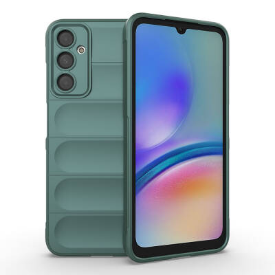 Galaxy A05S Case Flexible TPU Hollow Back Surface Design Zore Etnik Silicone Cover Dark Green