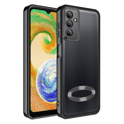 Galaxy A05S Kılıf Kamera Korumalı Logo Gösteren Zore Omega Kapak Siyah