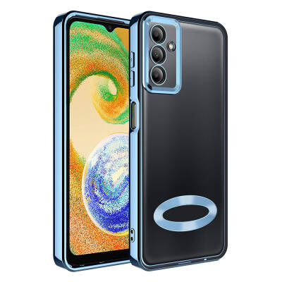 Galaxy A05S Kılıf Kamera Korumalı Logo Gösteren Zore Omega Kapak Mavi