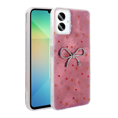 Galaxy A06 Case Camera Protection Figured Zore Ponti Silicone Cover Açık Pembe