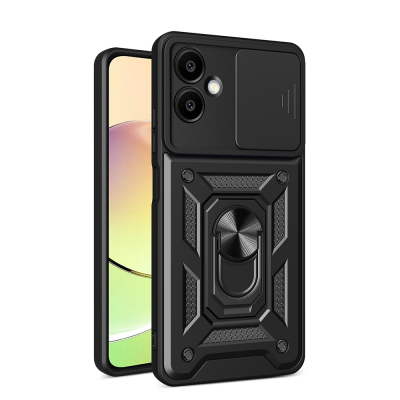 Galaxy A06 Case with Magnetic Stand Camera Protection Zore Sliding Vega Cover Black