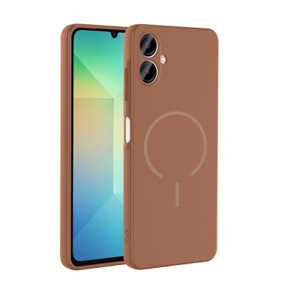 Galaxy A06 Kılıf M-safe Şarj Özellikli Zore Meta Kapak Kahverengi