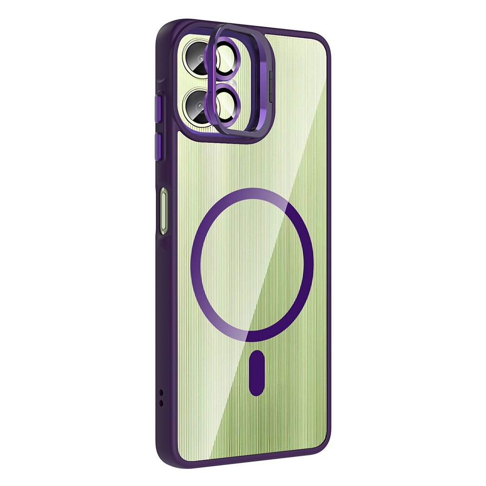 Galaxy A06 Kılıf Standlı ve Kamera Lens Hediyeli M-Safe Şarj Özellikli Zore Etro Kapak - 8