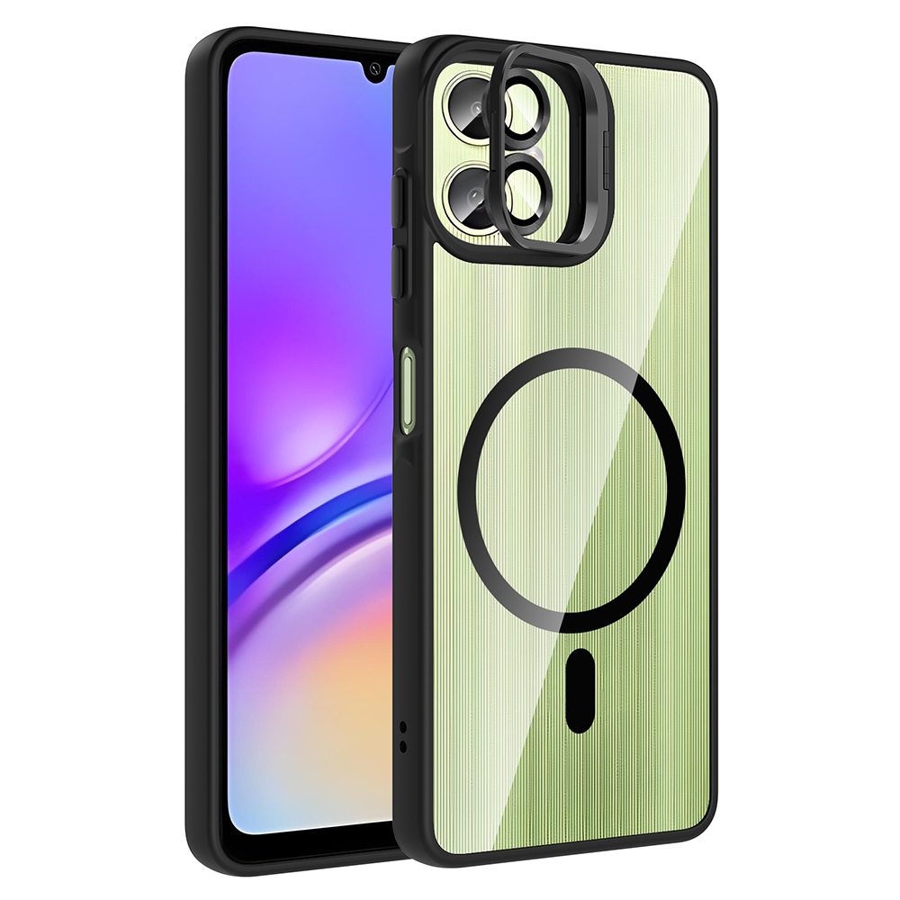 Galaxy A06 Kılıf Standlı ve Kamera Lens Hediyeli M-Safe Şarj Özellikli Zore Etro Kapak - 3