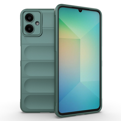 Galaxy A07 Case Flexible TPU Hollow Back Surface Design Zore Ethnic Silicone Cover Dark Green