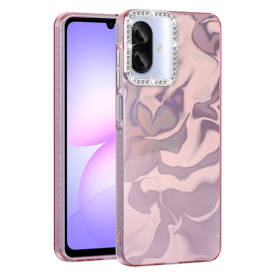 Galaxy A07 Case with Airbag, Shiny Stone Detail Design, Zore Esila Cover Pink