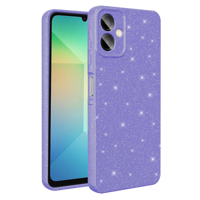 Galaxy A07 Case with Camera Protection, Glittery Luxury Zore Cotton Cover Purple