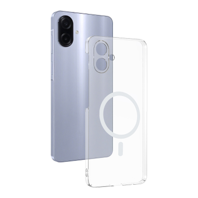 Galaxy A07 Kamera Korumalı M-Safe Şarj Özellikli Şeffaf Zore London Sert PC Kapak Şeffaf