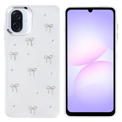 Galaxy A07 Kılıf Airbag Tasarımlı Simli Şeffaf Zore Kutup Kapak Fiyonk