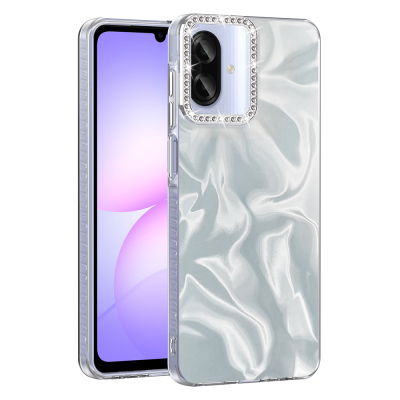 Galaxy A07 Kılıf Airbagli Parlak Taş Detay Tasarımlı Zore Esila Kapak Beyaz