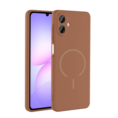 Galaxy A07 Kılıf M-safe Şarj Özellikli Zore Meta Kapak Kahverengi