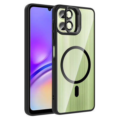 Galaxy A07 Kılıf Standlı ve Kamera Lens Hediyeli Zore Etro Kapak Siyah