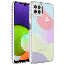 Galaxy A12 Case Airbag Edge Colorful Patterned Silicone Zore Elegans Cover NO7