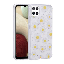 Galaxy A12 Case Glittery Patterned Camera Protected Shiny Zore Popy Cover Papatya