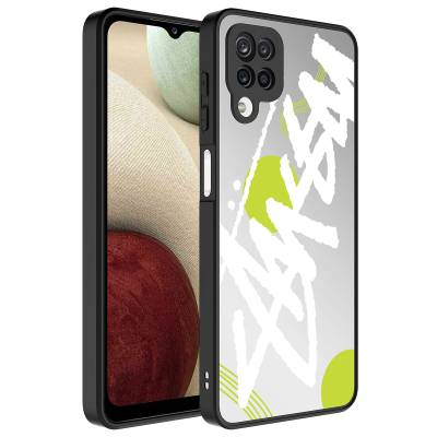 Galaxy A12 Case Mirror Patterned Camera Protected Glossy Zore Mirror Cover Yazı