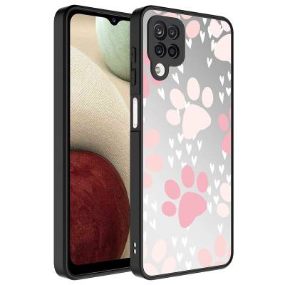 Galaxy A12 Case Mirror Patterned Camera Protected Glossy Zore Mirror Cover Pati