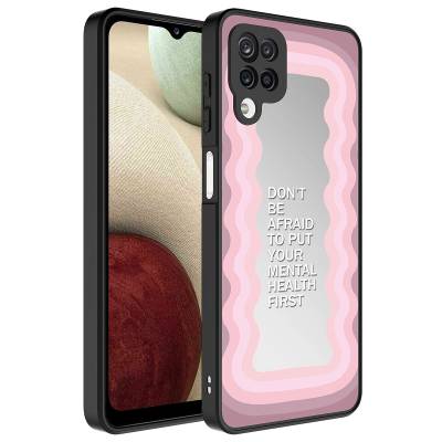 Galaxy A12 Case Mirror Patterned Camera Protected Glossy Zore Mirror Cover Ayna