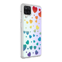 Galaxy A12 Case Zore M-Blue Patterned Cover Heart No3