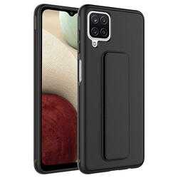Galaxy A12 Case Zore Qstand Cover Black