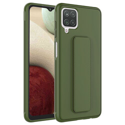 Galaxy A12 Case Zore Qstand Cover Dark Green