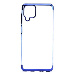 Galaxy A12 Case Zore Dört Köşeli Lazer Silicon Cover Blue
