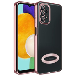 Galaxy A13 4G Case Camera Protected Zore Omega Cover With Logo Rose Gold