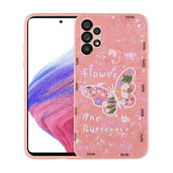 Galaxy A13 4G Case Patterned Hard Silicone Zore Mumila Cover Pink Flower
