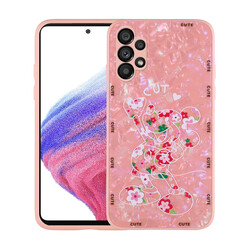 Galaxy A13 4G Case Patterned Hard Silicone Zore Mumila Cover Pink Mouse