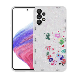 Galaxy A13 4G Case Patterned Hard Silicone Zore Mumila Cover White Cat