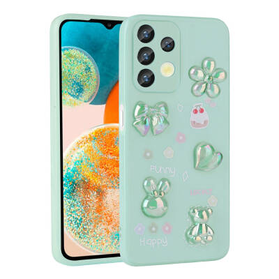 Galaxy A13 4G Case Relief Figured Shiny Zore Toys Silicone Cover Açık Yeşil