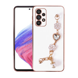 Galaxy A13 4G Case With Hand Strap Camera Protection Zore Taka Silicone Cover White