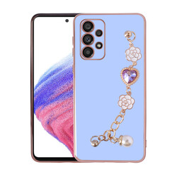Galaxy A13 4G Case With Hand Strap Camera Protection Zore Taka Silicone Cover Purple