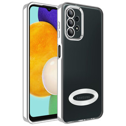 Galaxy A13 4G Kılıf Kamera Korumalı Logo Gösteren Zore Omega Kapak Gümüş