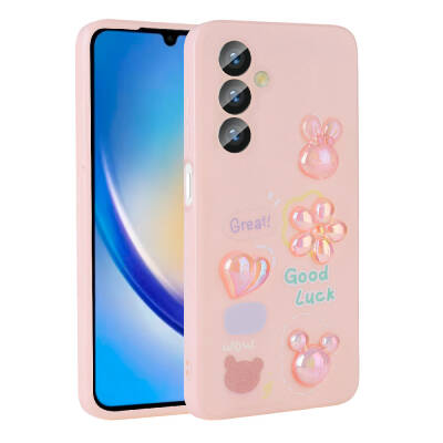 Galaxy A14 5G Case Relief Figured Shiny Zore Toys Silicone Cover Pink