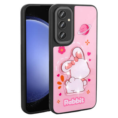 Galaxy A14 5G Case Shining Embossed Zore Amas Silicone Cover with Iconic Figure Pink