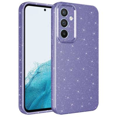 Galaxy A14 Case Camera Protected Silvery Luxury Zore Cotton Cover Purple